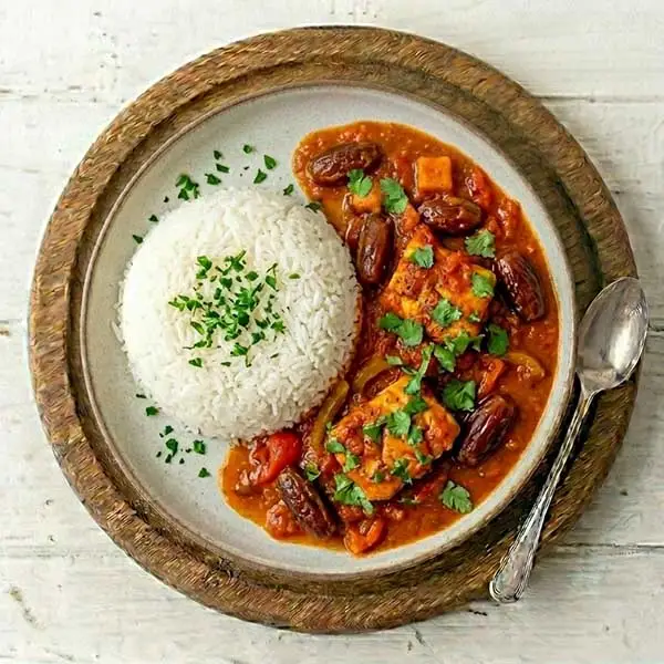 Arabic Fish Curry with Steamed White Rice
